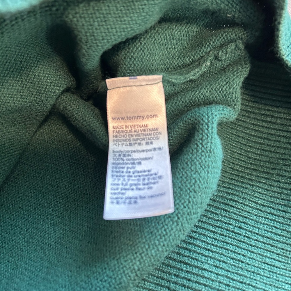 Tommy Hilfiger Quarter Zip Sweater Green Mens XL - Picture 3 of 8